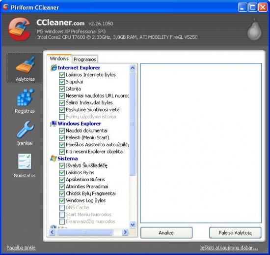 ccleaner 550x518 Kompiuterio valymas   pirmieji žingsniai